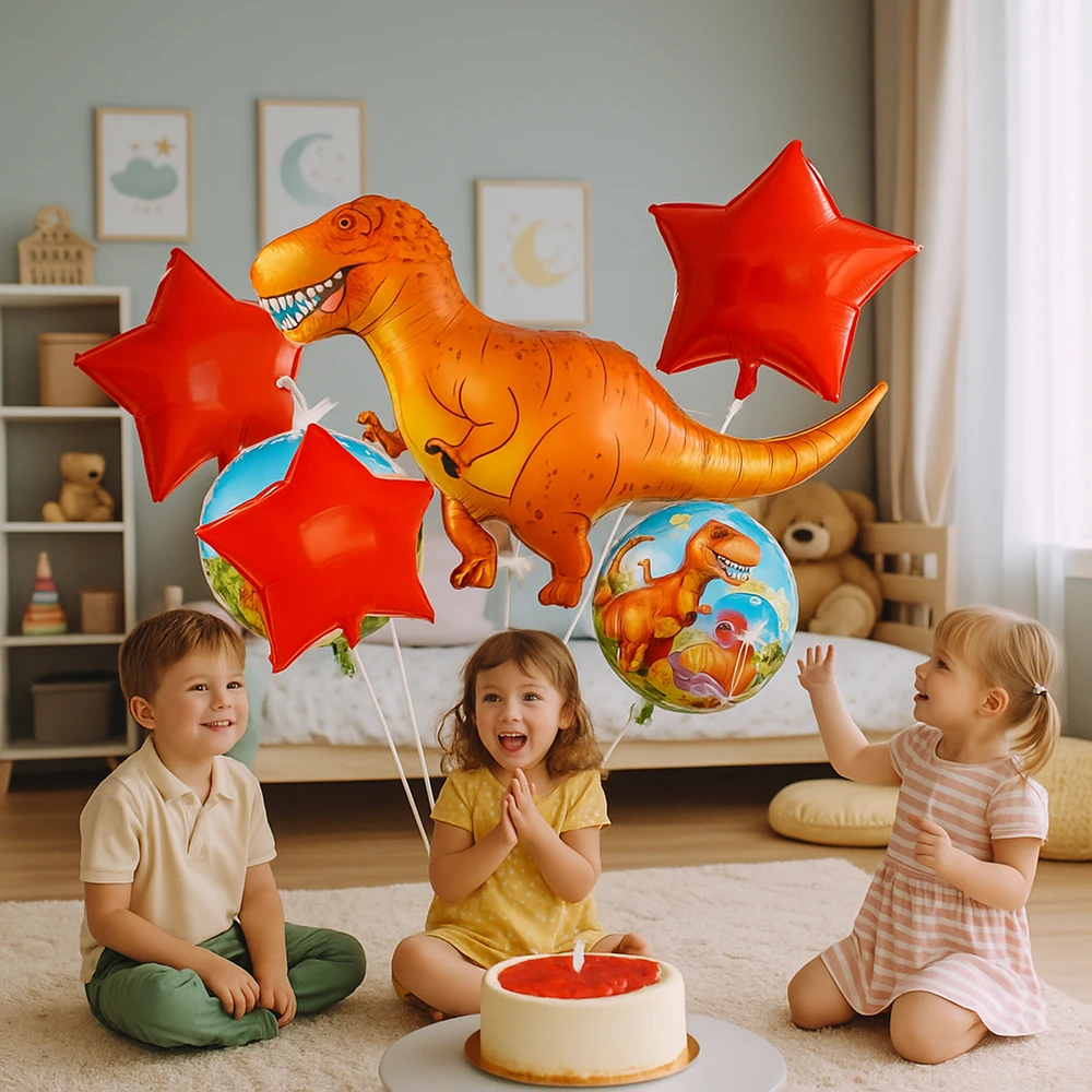 Zestaw Rinkinys Dinozaurų gimtadienio balionų rinkinys gimtadieniams, vakarėliams, 5 vnt.