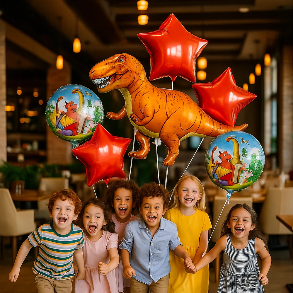 Zestaw Rinkinys Dinozaurų gimtadienio balionų rinkinys gimtadieniams, vakarėliams, 5 vnt.