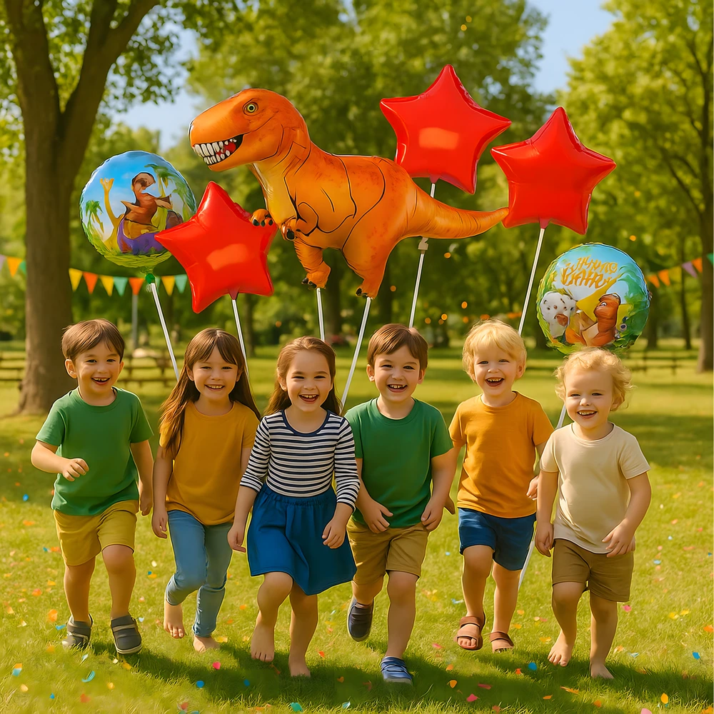 Zestaw Rinkinys Dinozaurų gimtadienio balionų rinkinys gimtadieniams, vakarėliams, 5 vnt.
