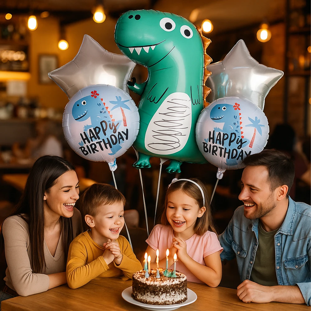 Zestaw Rinkinys Dinozaurų gimtadienio balionų rinkinys gimtadieniams, vakarėliams, 5 vnt.
