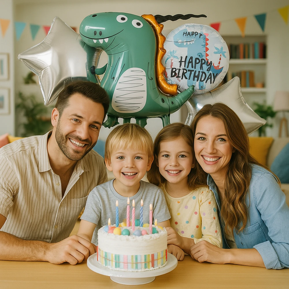 Zestaw Rinkinys Dinozaurų gimtadienio balionų rinkinys gimtadieniams, vakarėliams, 5 vnt.