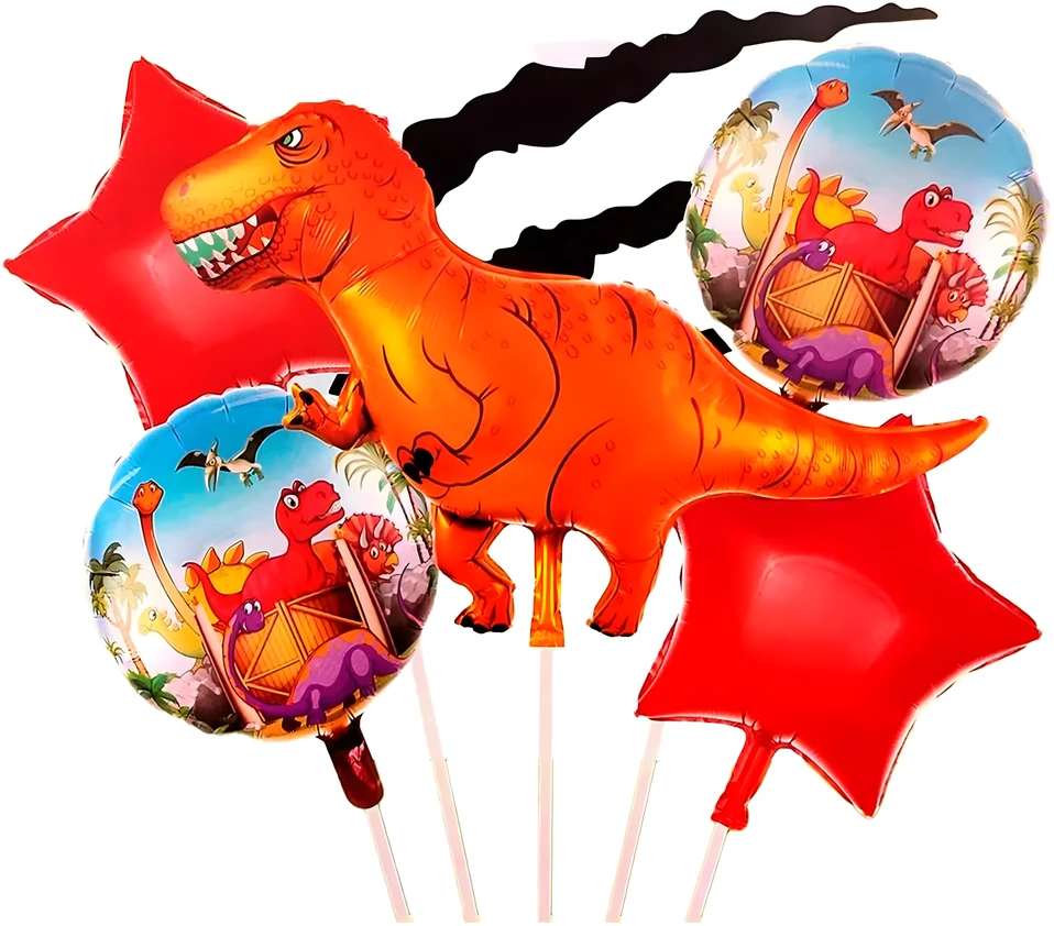 Zestaw Rinkinys Dinozaurų gimtadienio balionų rinkinys gimtadieniams, vakarėliams, 5 vnt.
