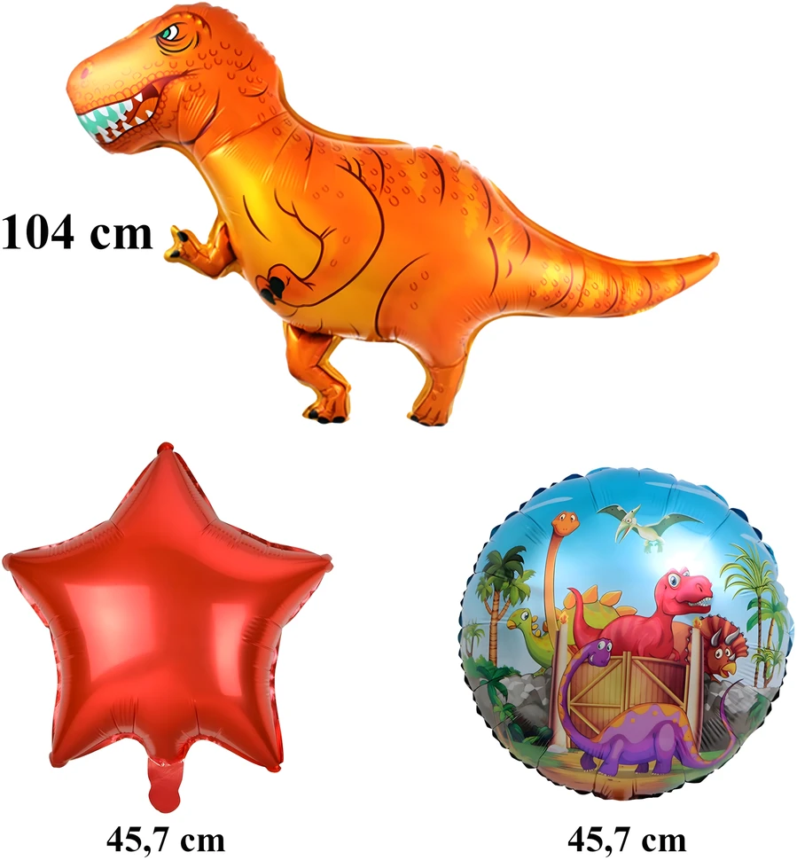 Zestaw Rinkinys Dinozaurų gimtadienio balionų rinkinys gimtadieniams, vakarėliams, 5 vnt.