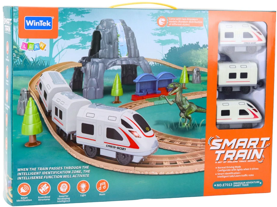 Lean Toys Elektrinis traukinys su dinozaurais, šviesomis ir garsais 76 cm
