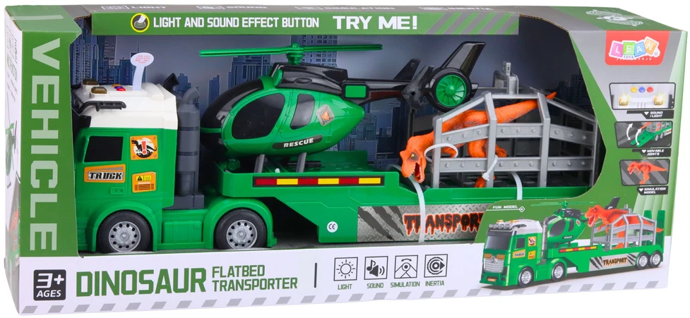 Lean Toys Dinozaurų transporto rinkinys žalias