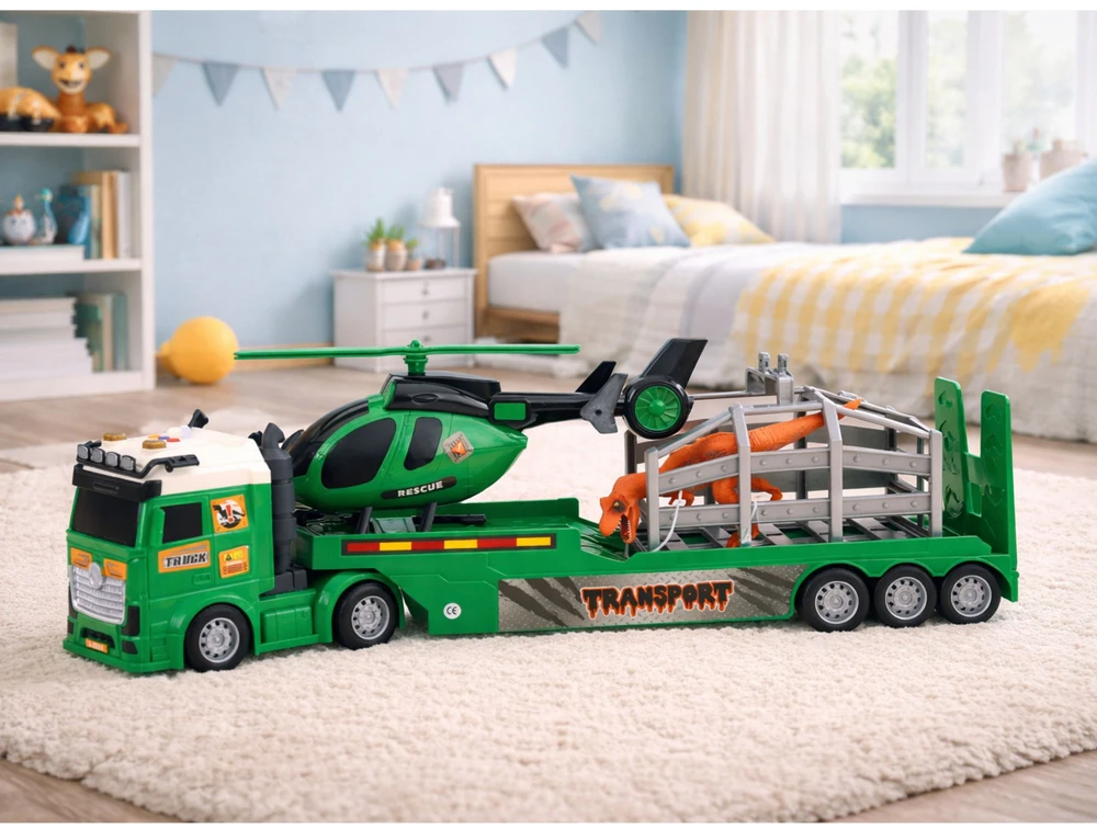 Lean Toys Dinozaurų transporto rinkinys žalias
