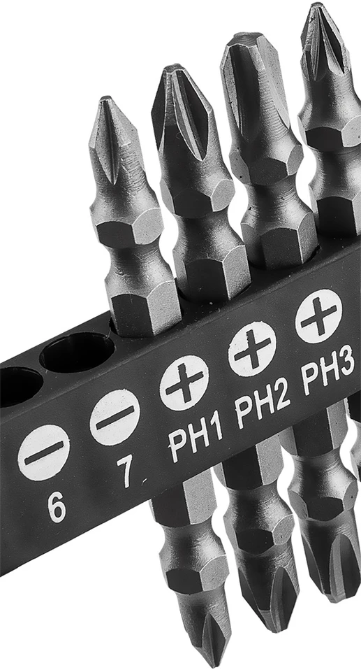 Zestaw Rinkinys Dvipusių antgalių rinkinys SL4/5/6/7, PH1/2/3, PZ1/2/3 x 65 mm, 10 vnt.