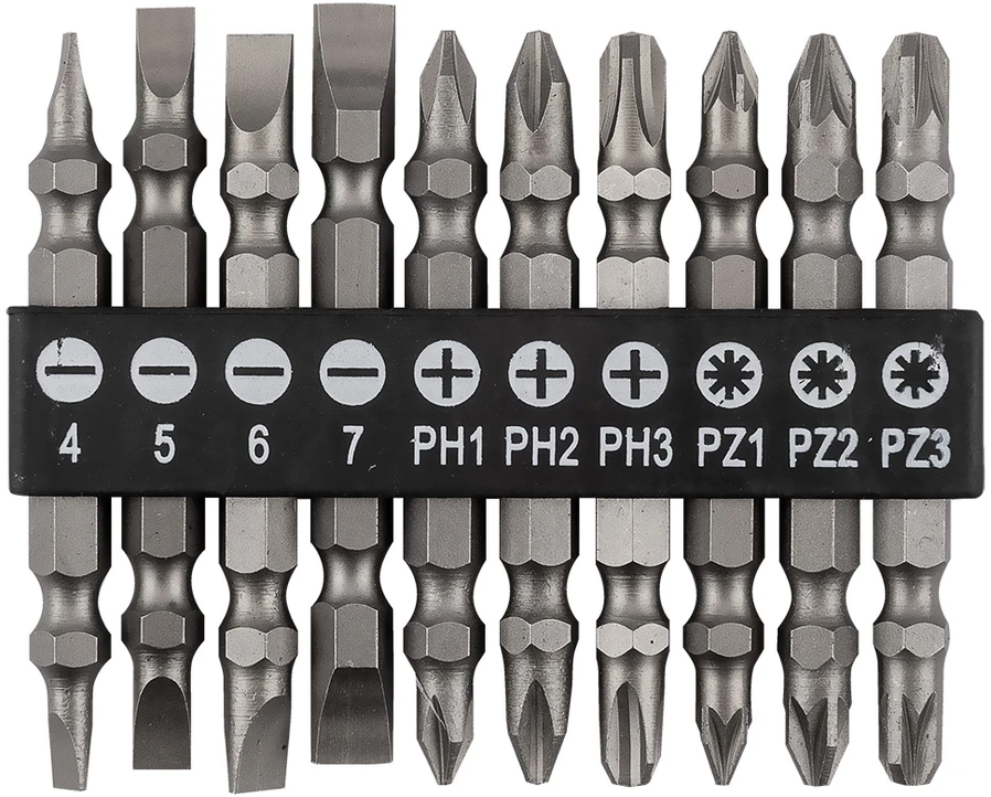 Zestaw Rinkinys Dvipusių antgalių rinkinys SL4/5/6/7, PH1/2/3, PZ1/2/3 x 65 mm, 10 vnt.