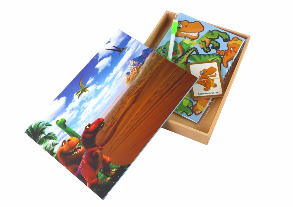 Edukacinių magnetinių kortelių su dinozaurais rinkinys Lean Toys