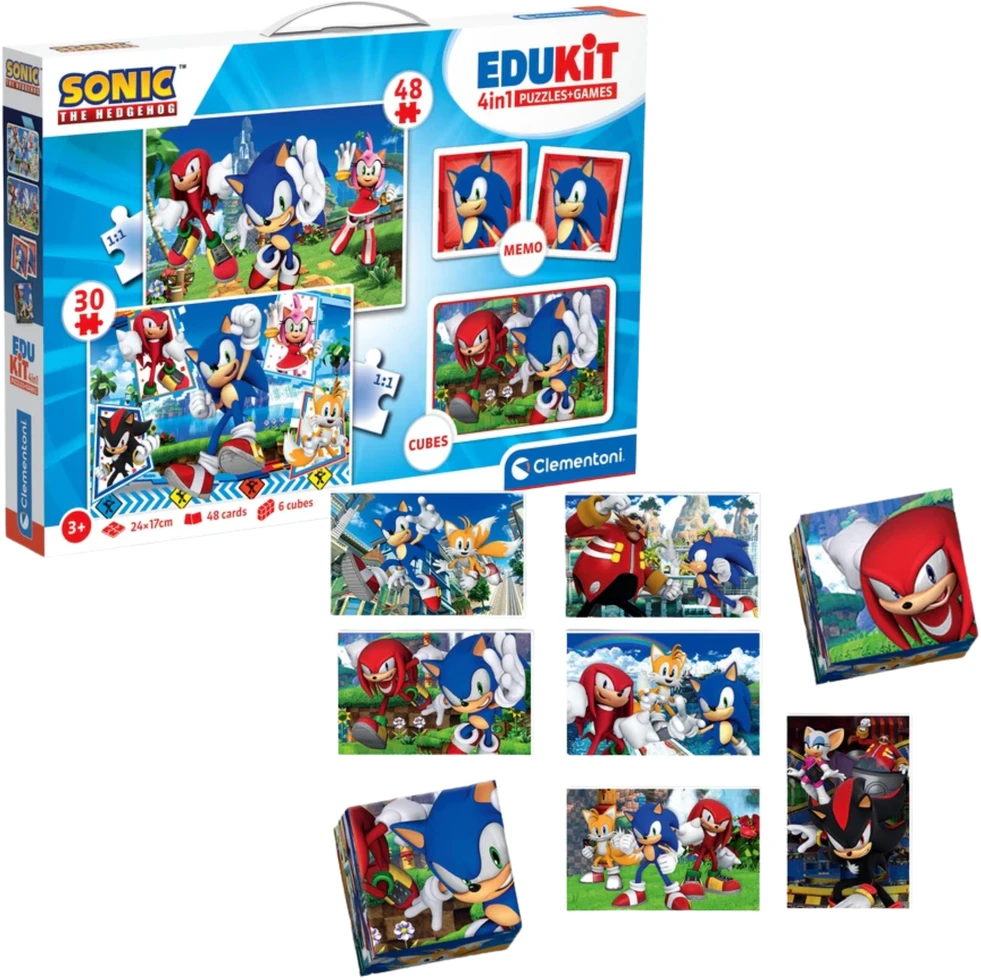 „Sonic the Hedgehog“ personažų 4 viename žaidimų kolekcija „Clementoni“