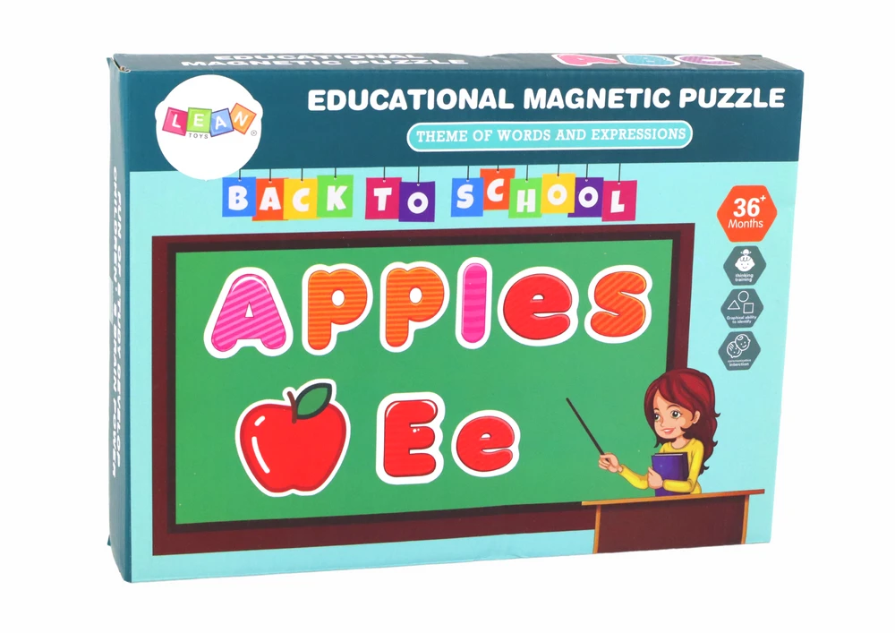 Edukacinis magnetinių kortelių rinkinys Lean Toys su rašymo ir piešimo lenta