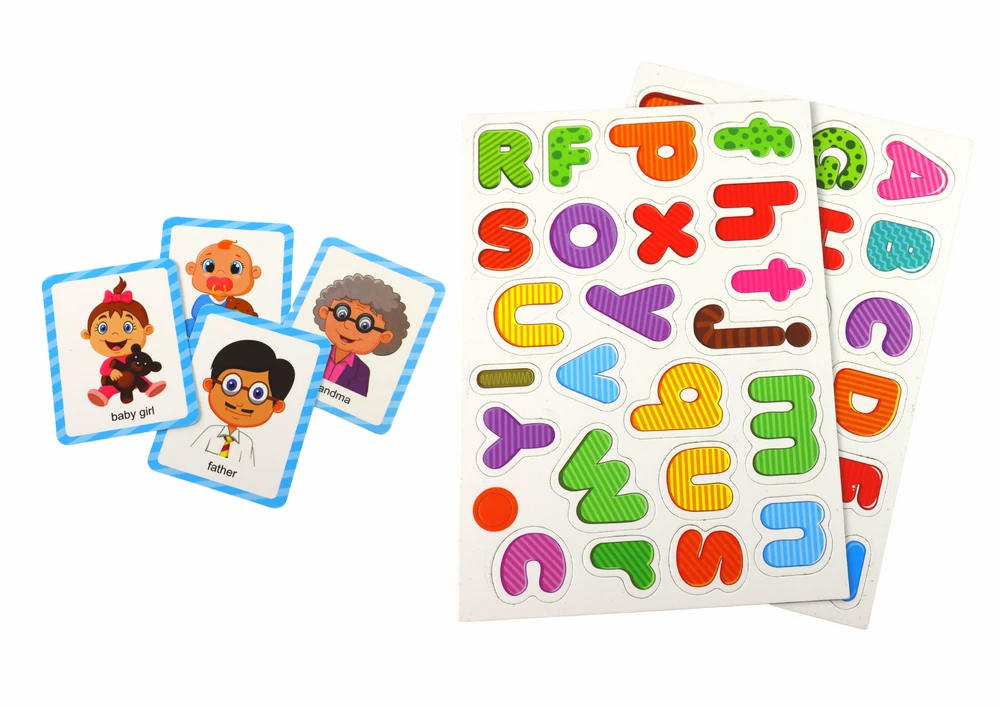 Edukacinis magnetinių kortelių rinkinys Lean Toys su rašymo ir piešimo lenta