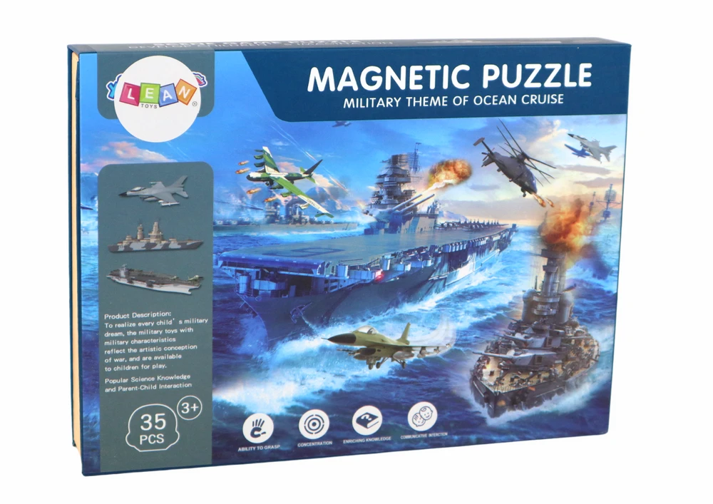 Magnetinė dėlionė su laivais Lean Toys