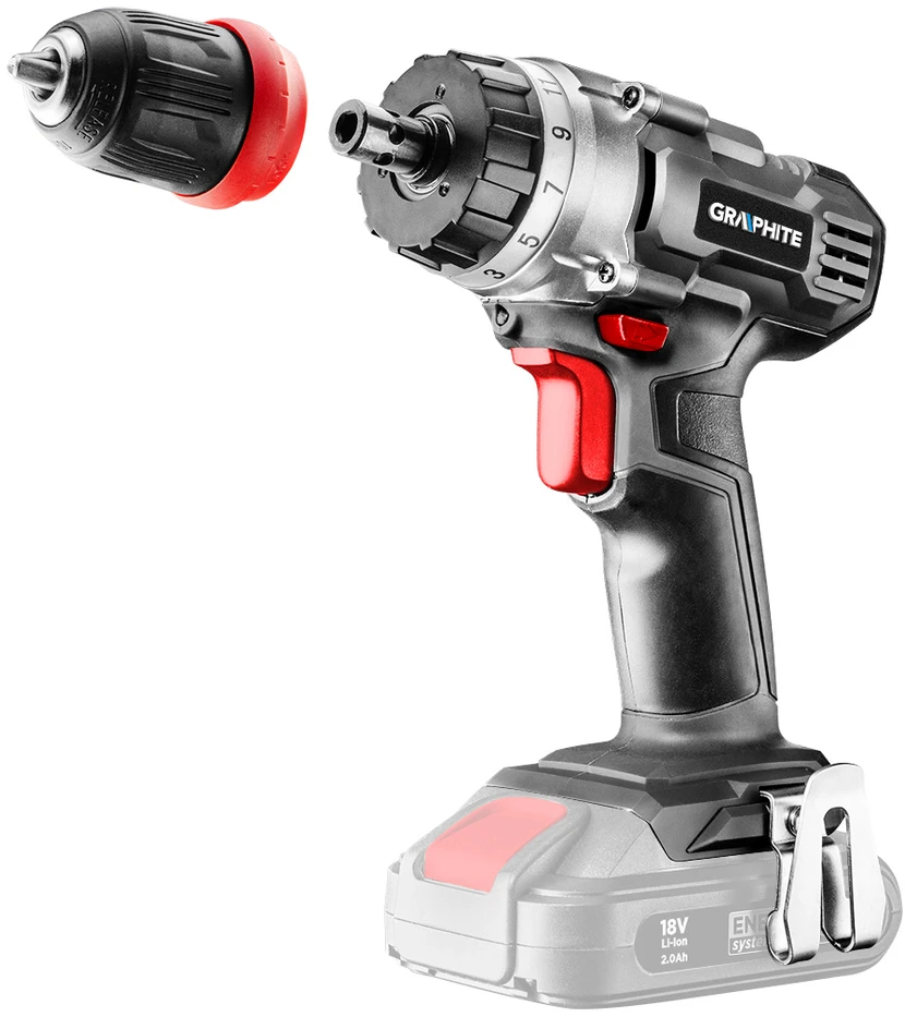 Akumuliatorinis gręžtuvas-suktuvas 18V su priedais GRAPHITE 58G022-PS15