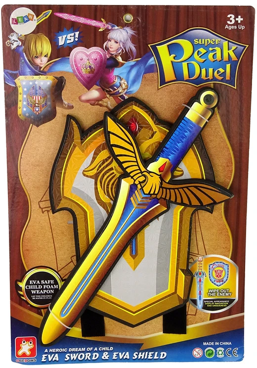 Lean Toys Kario kardas ir skydas vaikams iš EVA putų, 26 cm skydas, 24x49 cm kardas