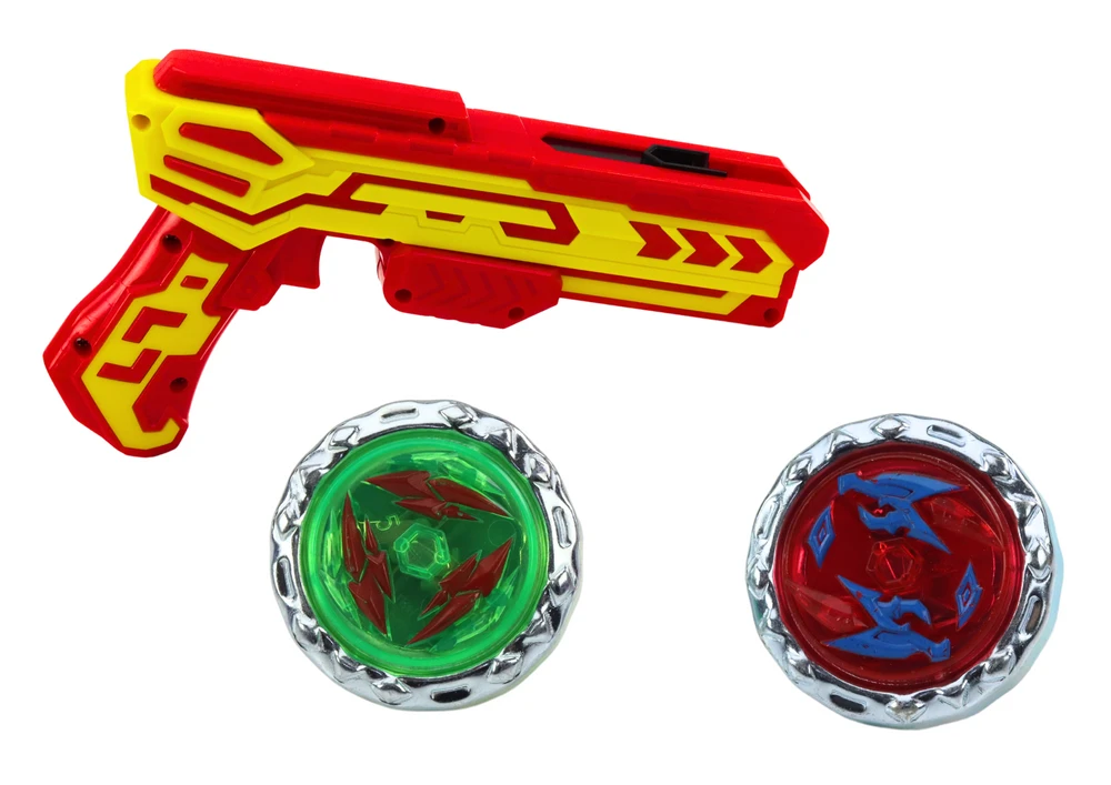 Lean Toys Raudonas šautuvas su dviem metaliniais diskais ir šviesos efektais