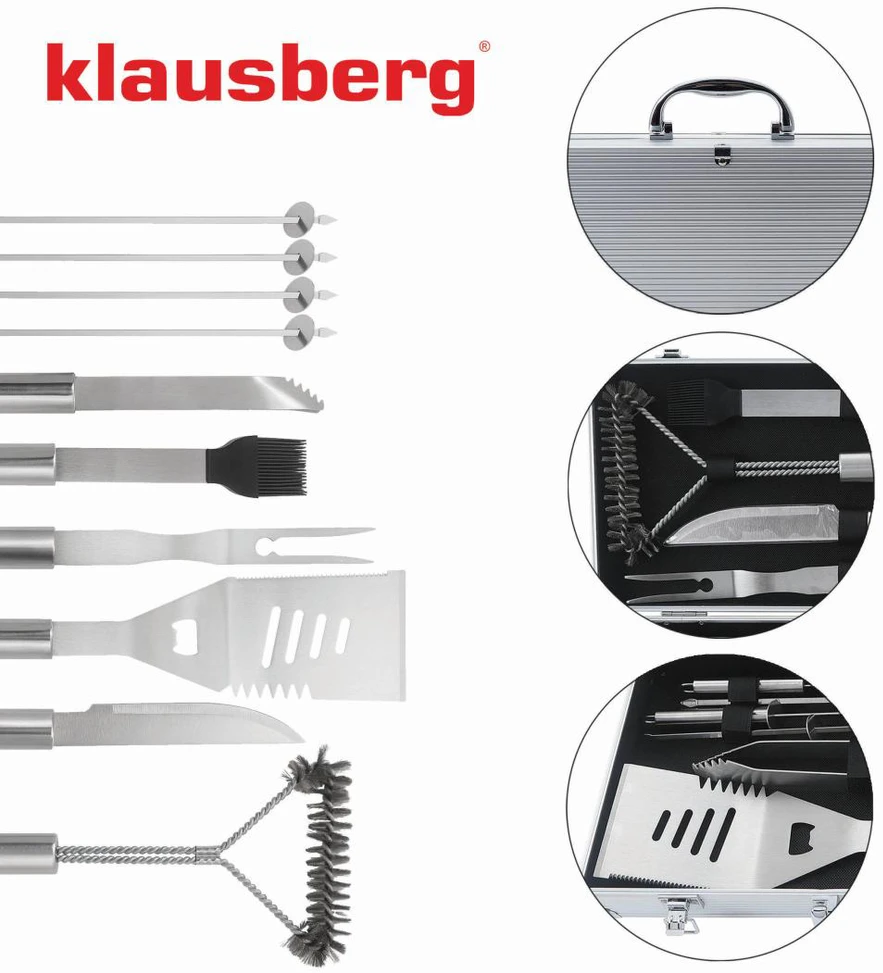 Rinkinys Grilio rinkinys, 10 dalių dėžutėje, nerūdijančio plieno, Klausberg, kb-7901