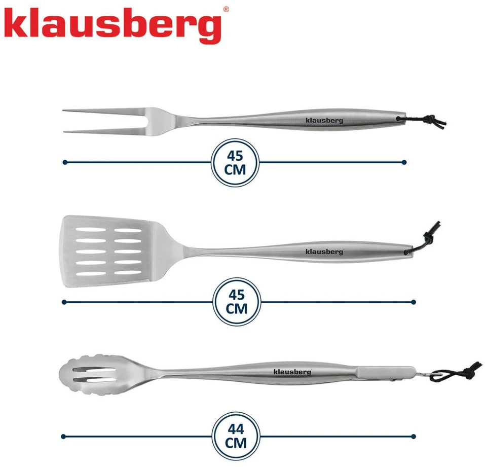 Rinkinys Grilio rinkinys, 3 dalys, nerūdijančio plieno, Klausberg, kb-7900
