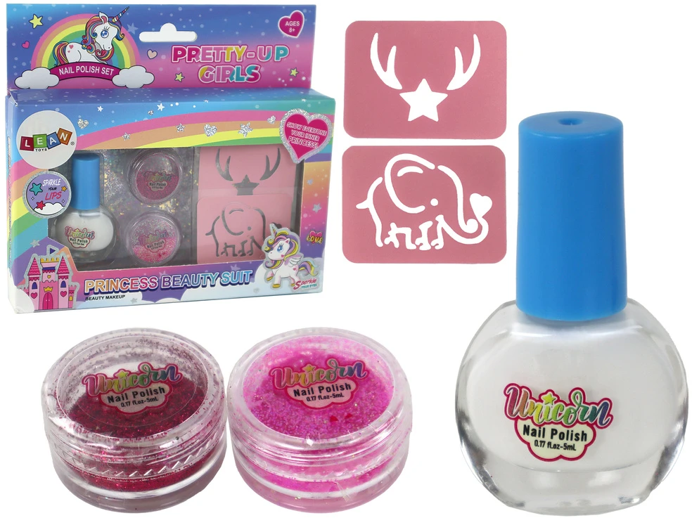 Lean Toys Nagų Dailės Rinkinys su Laku, Blizgučiais ir Šablonais