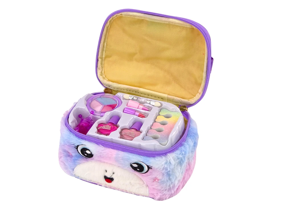 Lean Toys Grožio rinkinys pliušiniame kosmetiniame maišelyje su vienaragiu
