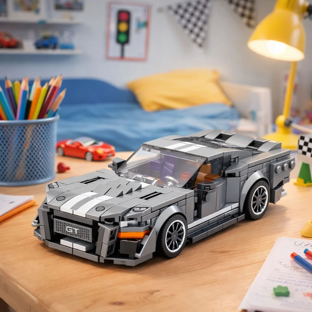 Lean Toys Konstruktorius GT500 automobilis 437 detalės pilkas