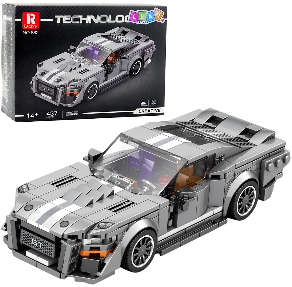 Lean Toys Konstruktorius GT500 automobilis 437 detalės pilkas