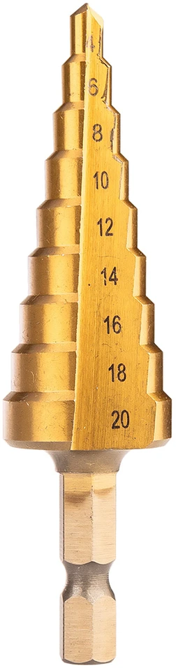 Grąžtas Zestaw Rinkinys HSS TiN pakopinių grąžtų rinkinys, 3-20 mm, šešiakampiai, 3 vnt.