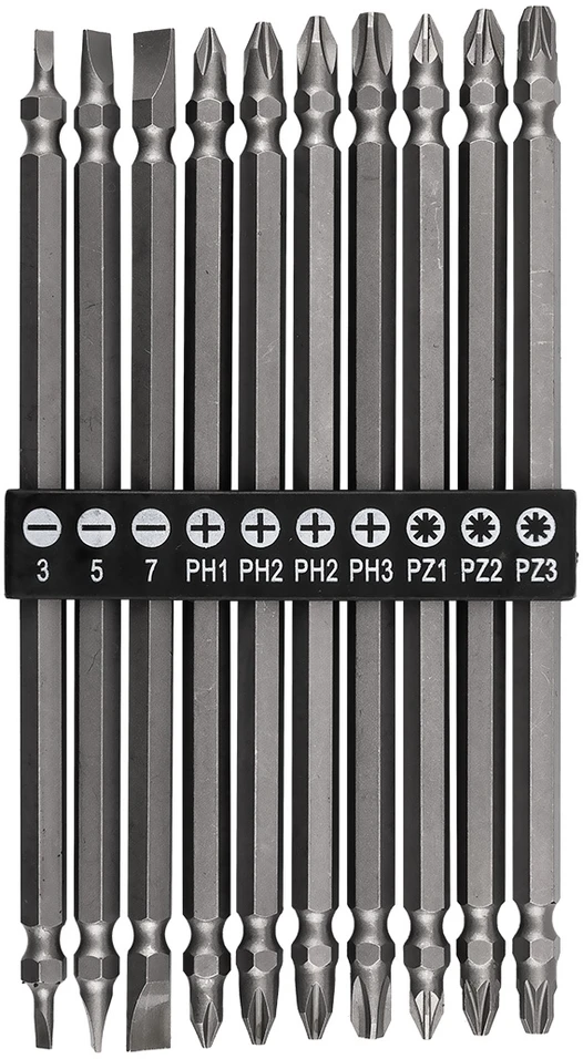 Zestaw Rinkinys Ilgų dvipusių antgalių rinkinys: SL3 /5/7, PH1 /2 /2 /3, PZ1/2/3 x 150 mm, 10 vnt.