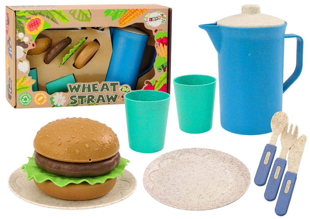 Lean Toys Vaikiškas 11 dalių indų rinkinys iš ekologiško plastiko