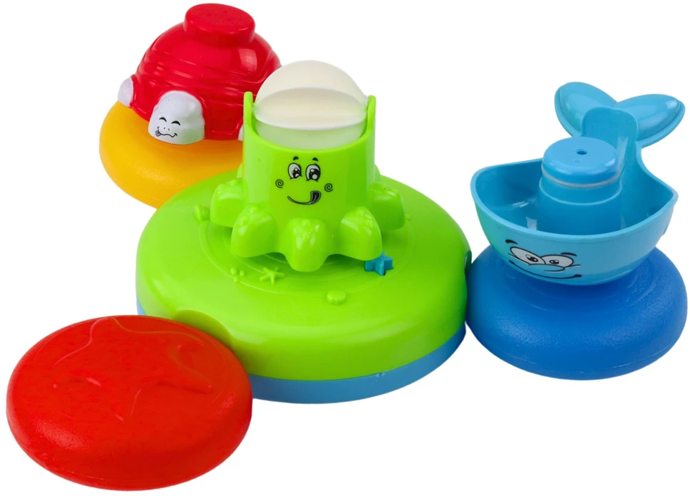Lean Toys Interaktyvus vonios žaislų rinkinys su fontanu ir gyvūnais vaikams nuo 18 mėnesių