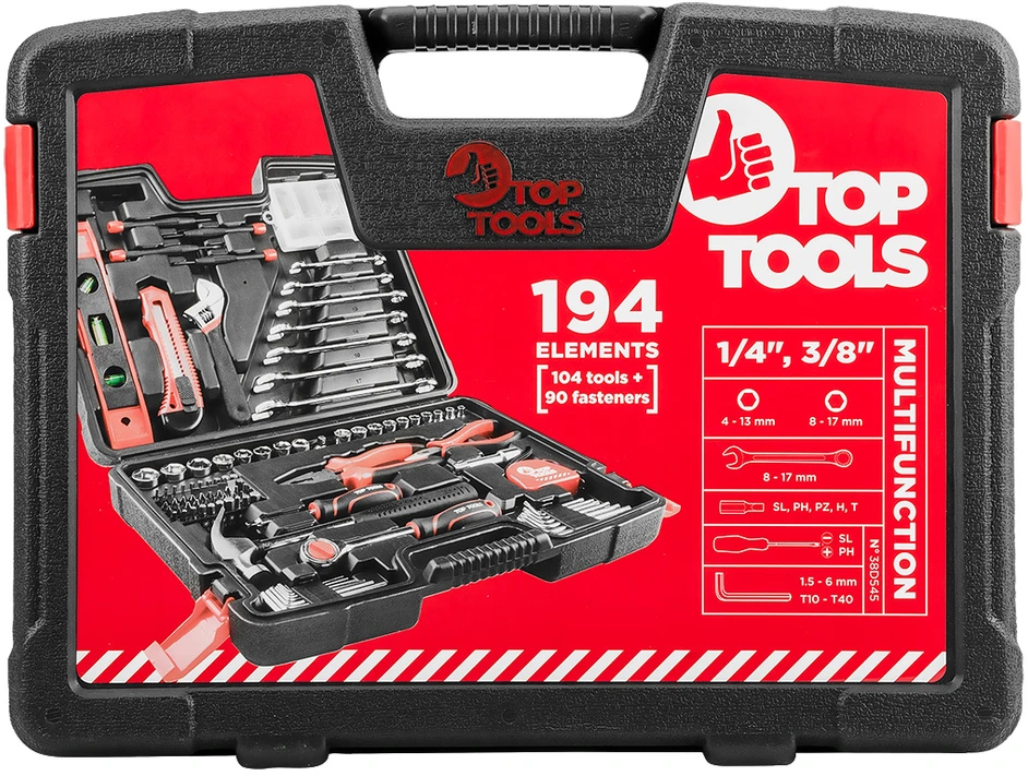 Top Tools Rinkinys Įrankių rinkinys 1/4", 3/8", 194 vnt.