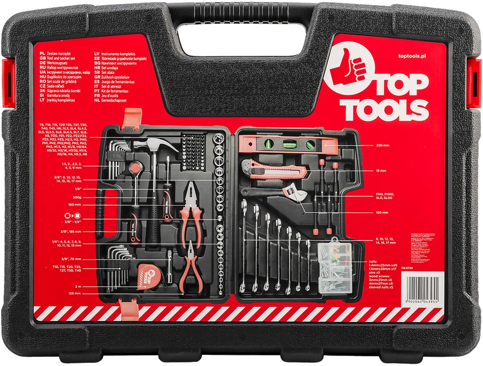 Top Tools Rinkinys Įrankių rinkinys 1/4", 3/8", 194 vnt.