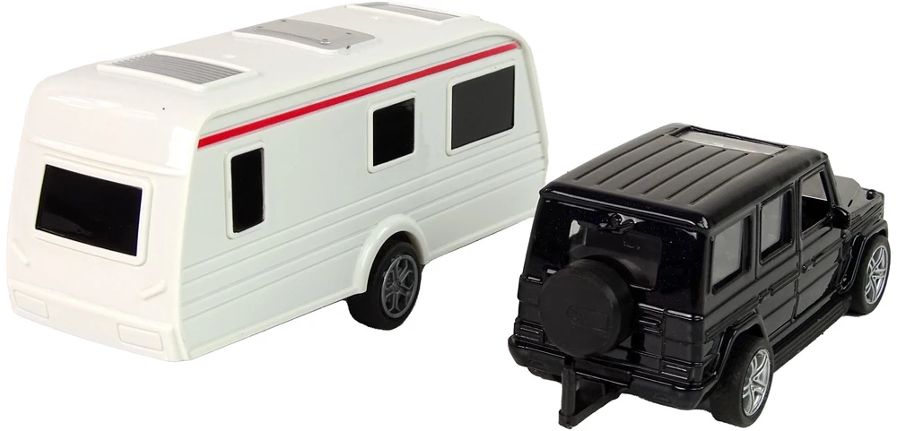 Lean Toys Juodos spalvos džipo ir kemperio rinkinys