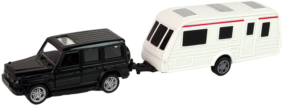Lean Toys Juodos spalvos džipo ir kemperio rinkinys
