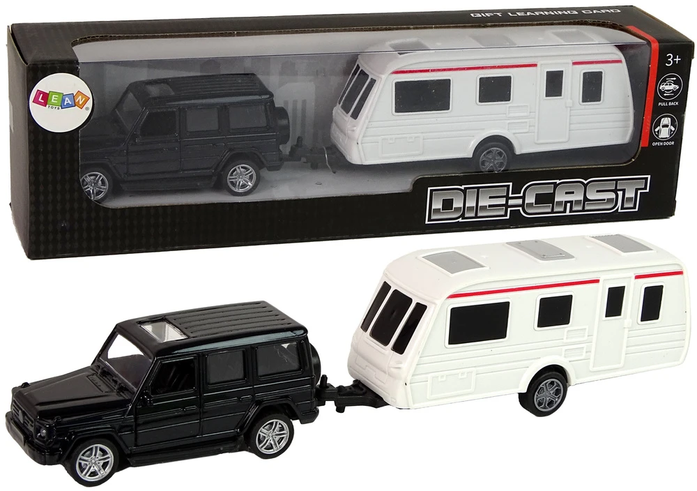 Lean Toys Juodos spalvos džipo ir kemperio rinkinys