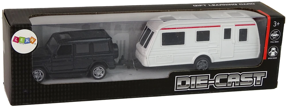Lean Toys Juodos spalvos džipo ir kemperio rinkinys