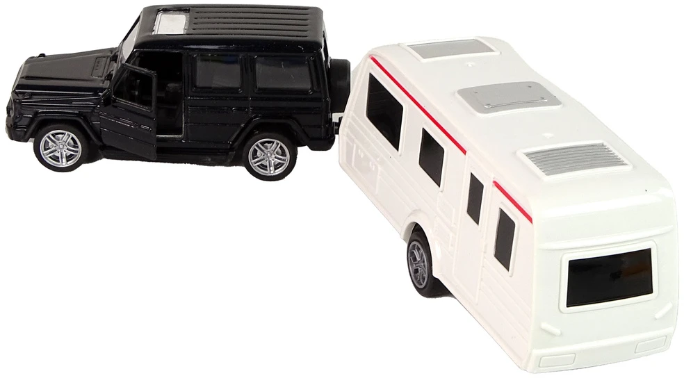 Lean Toys Juodos spalvos džipo ir kemperio rinkinys
