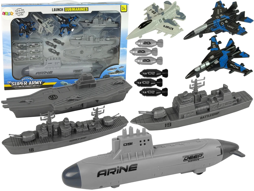 Lean Toys Karinis Žaidimų Rinkinys su Laivais ir Lėktuvais