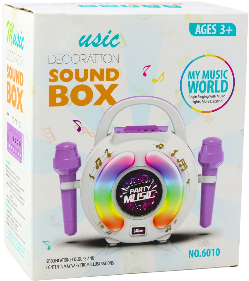 Lean Toys Interaktyvi muzikos kolonėlė vaikams su mikrofonais ir LED šviesomis