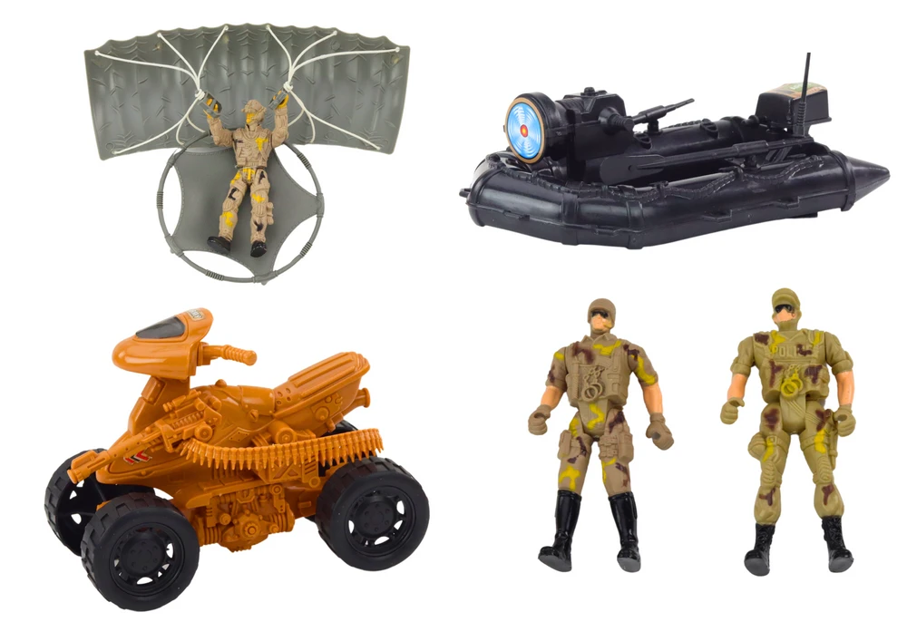 Lean Toys Karinis žaislų rinkinys su tanku, sraigtasparniu ir parašiutininku