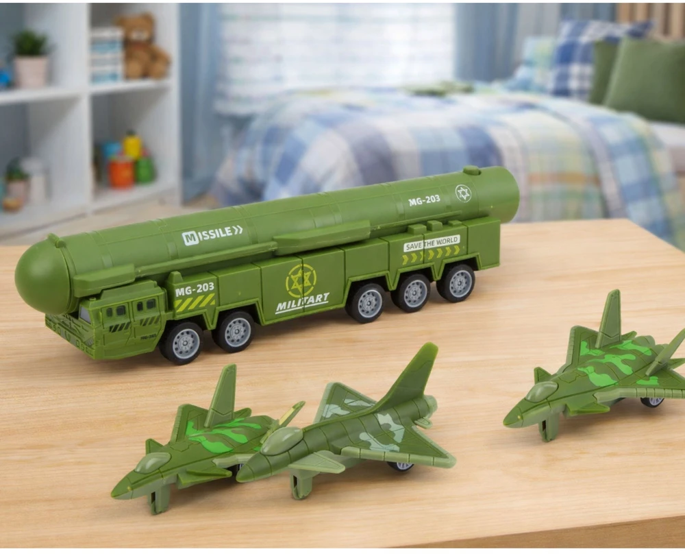 Lean Toys Sunkvežimis su raketų paleidikliu chaki