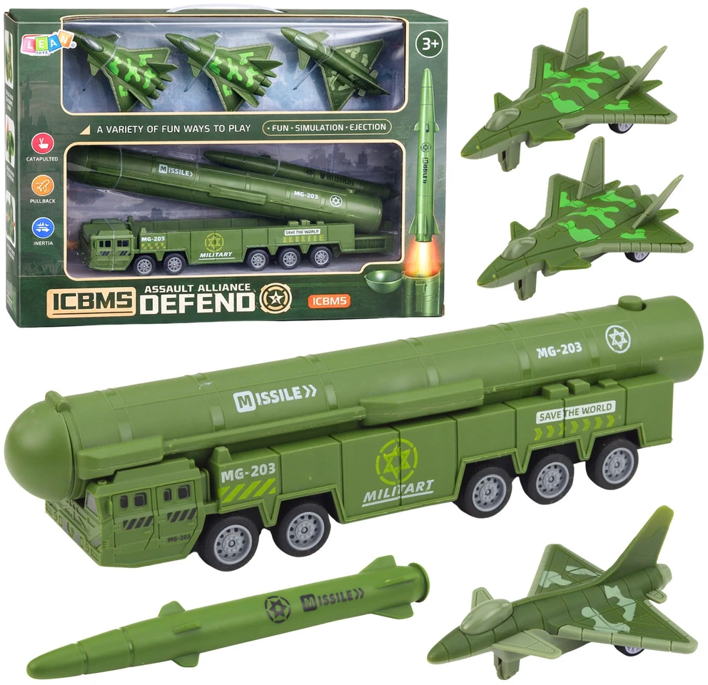 Lean Toys Sunkvežimis su raketų paleidikliu chaki