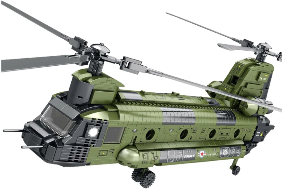 Lean Toys Transporto sraigtasparnis CH-47 Chinook 1451 detalės