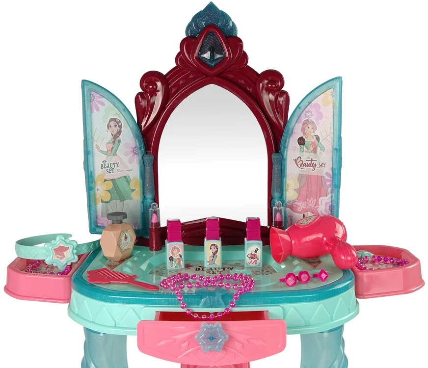 Lean toys kosmetinis staliukas su veidrodžiu ir šviesomis