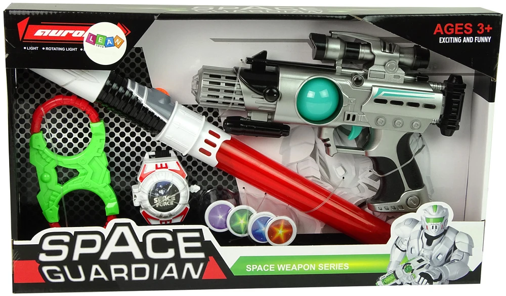 Lean Toys Kosminio Kario Rinkinys su Lazeriniu Pistoletu ir Šviesos Kardu