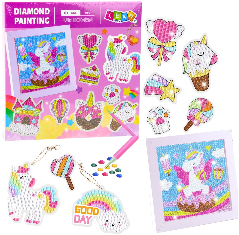 Lean Toys Kūrybinis deimantinės mozaikos rinkinys su vienaragiais
