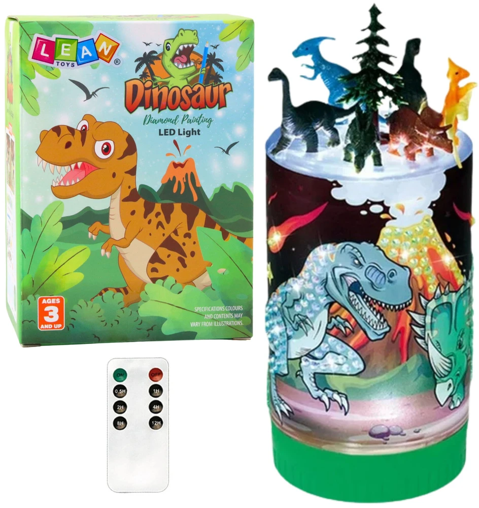 Lean Toys Vaikiška LED Lempa su Dinozaurais ir Nuotoliniu Valdymu