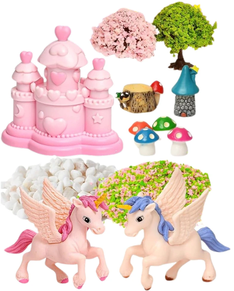 Lean Toys Vaikiška naktinė lempa - vienaragio terariumas su balsu valdymu