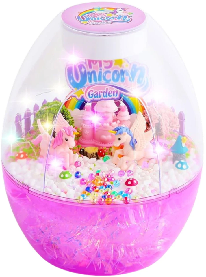 Lean Toys Vaikiška naktinė lempa - vienaragio terariumas su balsu valdymu