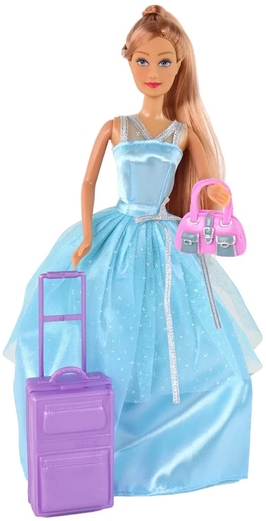 Lean Toys Lėle su žydra suknele ir priedais